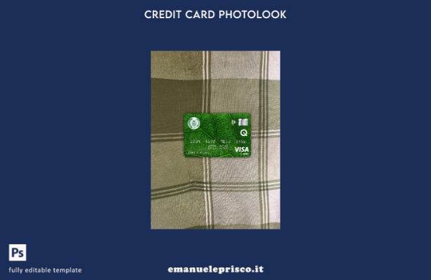 modello frontale con photolook per carta classica per visto bancario Rafidain in